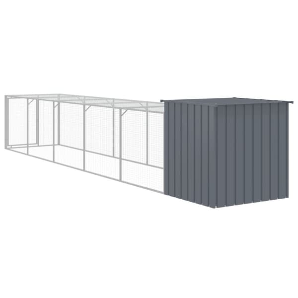 hønsehus med løbegård 110x609x110 cm galvaniseret stål antracit