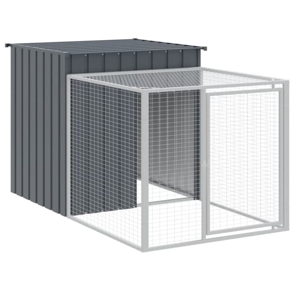 hønsehus med løbegård 110x609x110 cm galvaniseret stål antracit