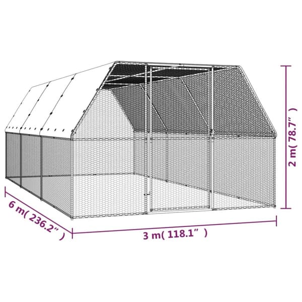 hønsegård 3x6x2 m galvaniseret stål
