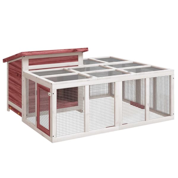 kaninbur 144x123x67,5 cm massivt fyrretræ mokkafarvet
