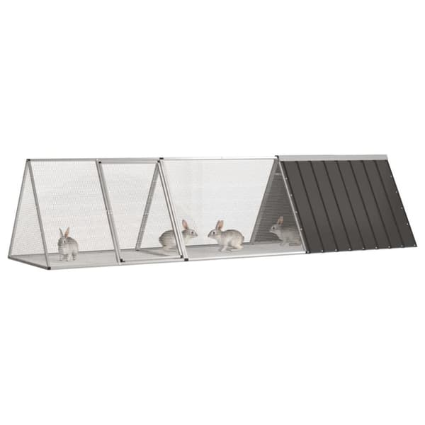 kaninbur 302,5x80,5x71 cm galvaniseret stål antracitgrå