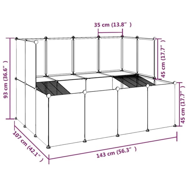 Smådjursbur transparent 143x107x93 cm PP och stål