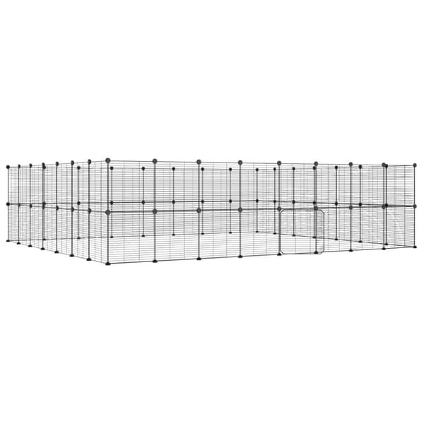 Hundgård svart 60 paneler 35x35 cm stål