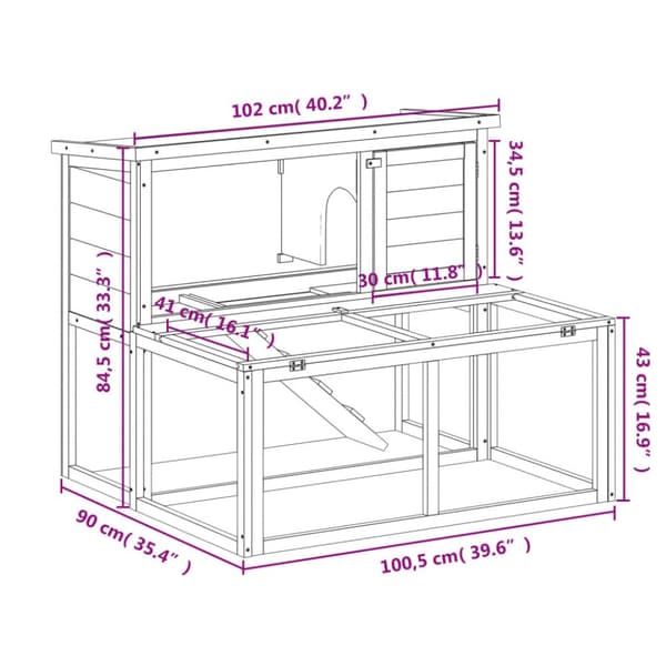 Kaninbur mocka 102x90x84,5 cm massiv furu
