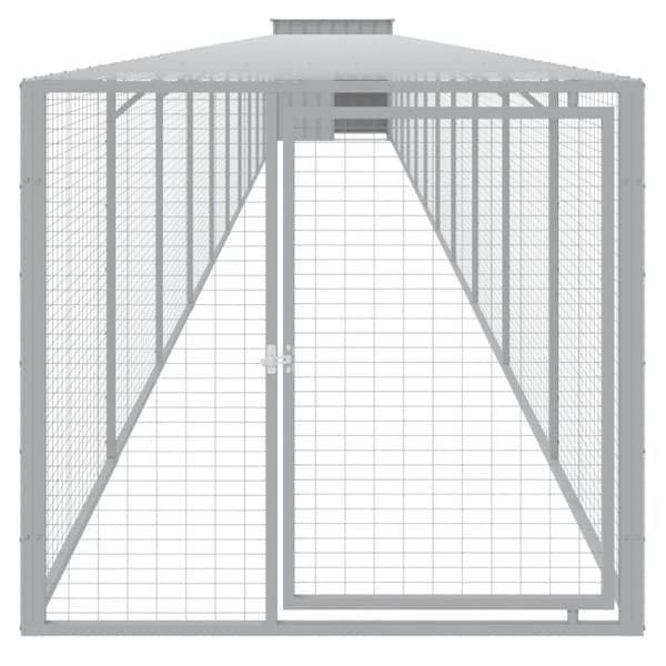 hønsehus med løbegård 110x1221x110 cm galvaniseret stål lysegrå