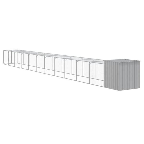 hønsehus med løbegård 110x1221x110 cm galvaniseret stål lysegrå