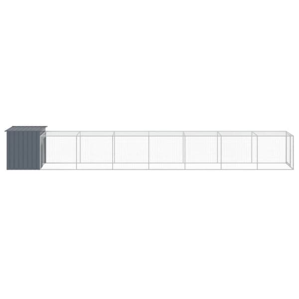 hønsehus med løbegård 110x813x110 cm galvaniseret stål antracit