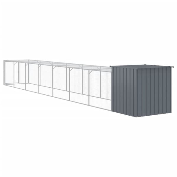 hønsehus med løbegård 110x813x110 cm galvaniseret stål antracit