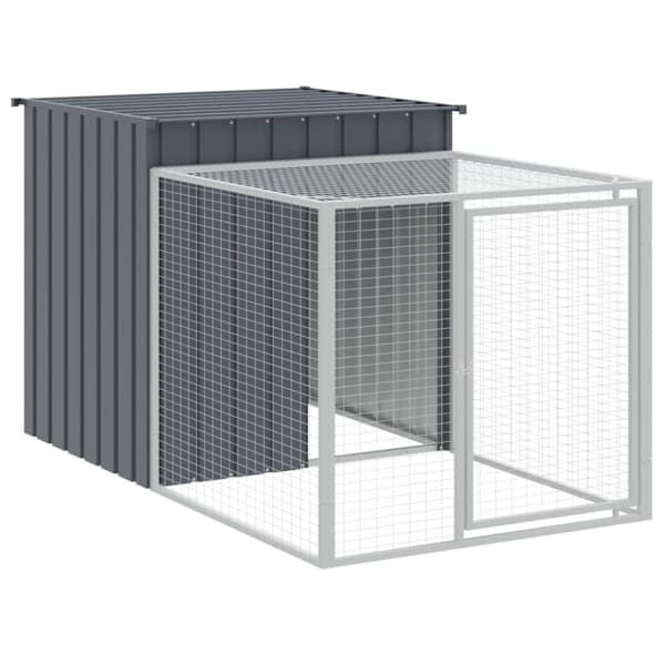 hønsehus med løbegård 110x813x110 cm galvaniseret stål antracit