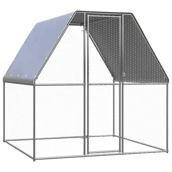 vidaXL Hönsbur silver och grå 2x2x2 m galvaniserat stål
