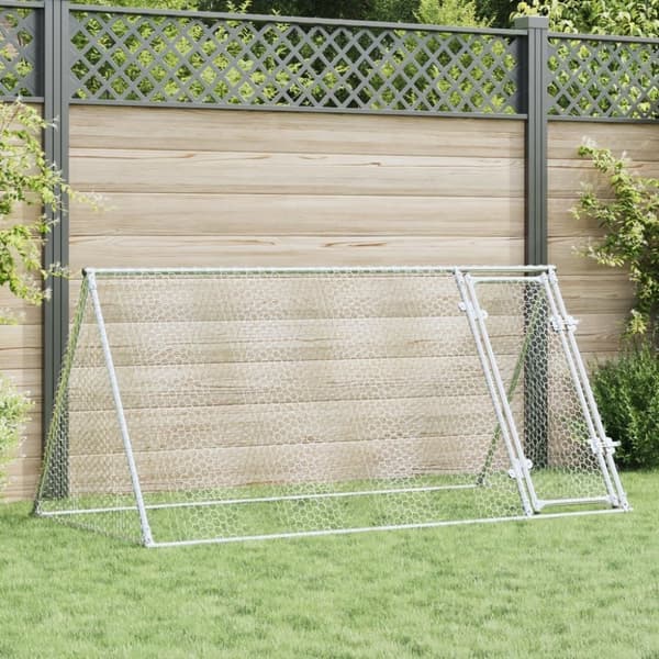 vidaXL hønsehus 200x105x91 cm galvaniseret stål sølvfarvet