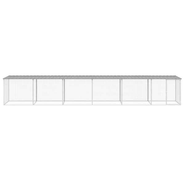 hønsebur med tag 603x98x90 cm galvaniseret stål lysegrå
