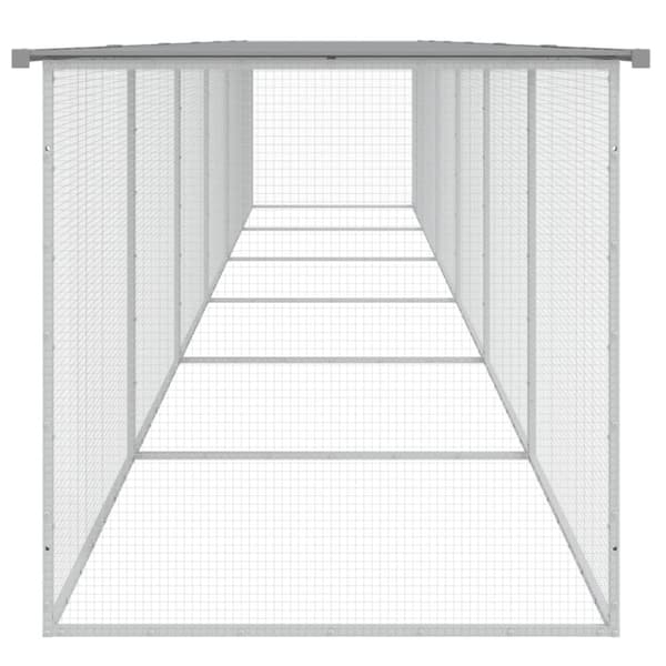hønsebur med tag 603x98x90 cm galvaniseret stål lysegrå