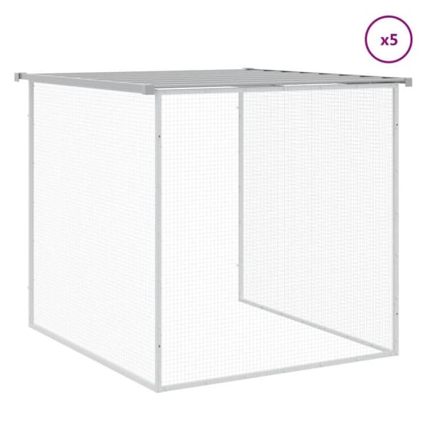 hønsebur med tag 603x98x90 cm galvaniseret stål lysegrå