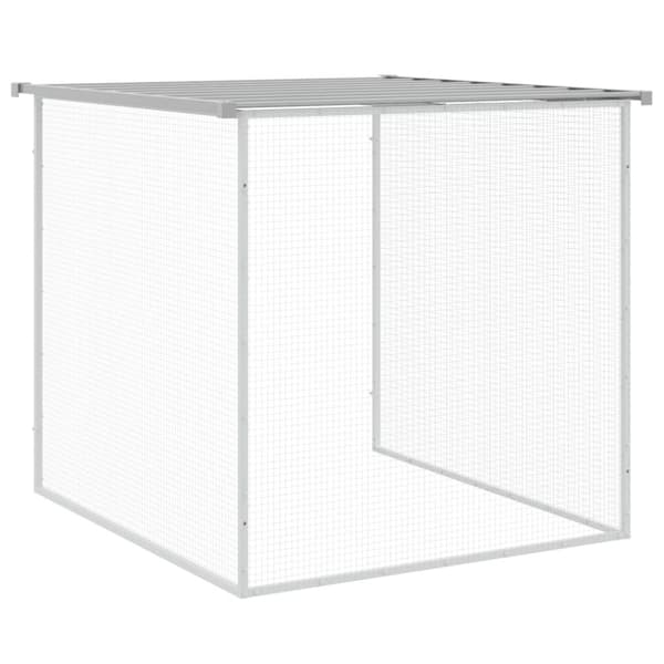 hønsebur med tag 603x98x90 cm galvaniseret stål lysegrå