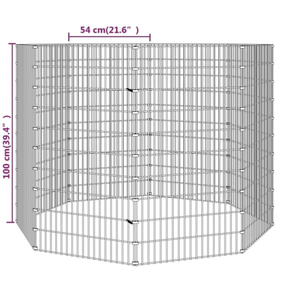 8-panels kaninbur 54x100 cm galvaniseret jern