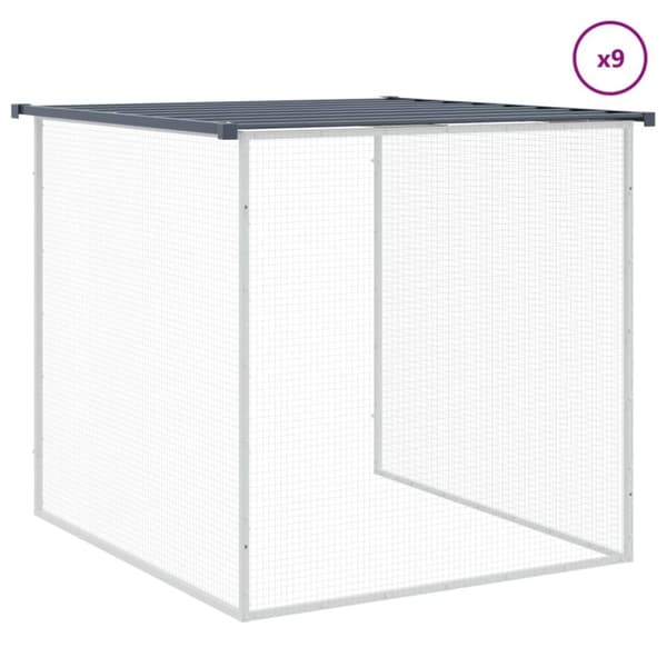 Kanahäkki katolla antrasiitti 1003x98x90 cm galvanoitu teräs