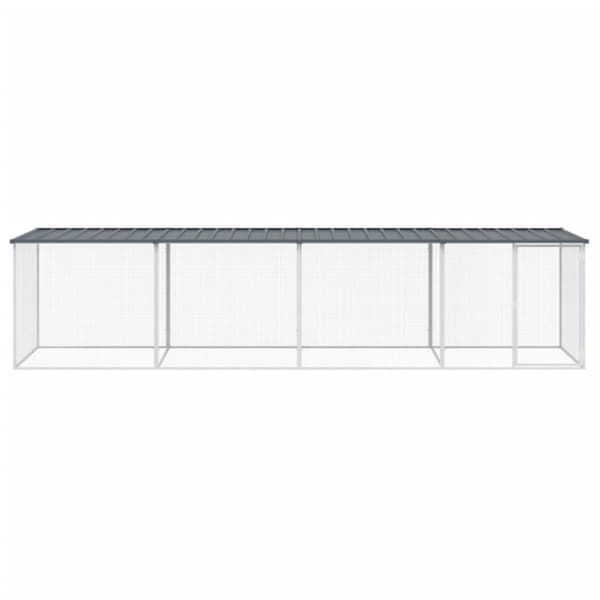 hønsebur med tag 403x98x90 cm galvaniseret stål antracitgrå