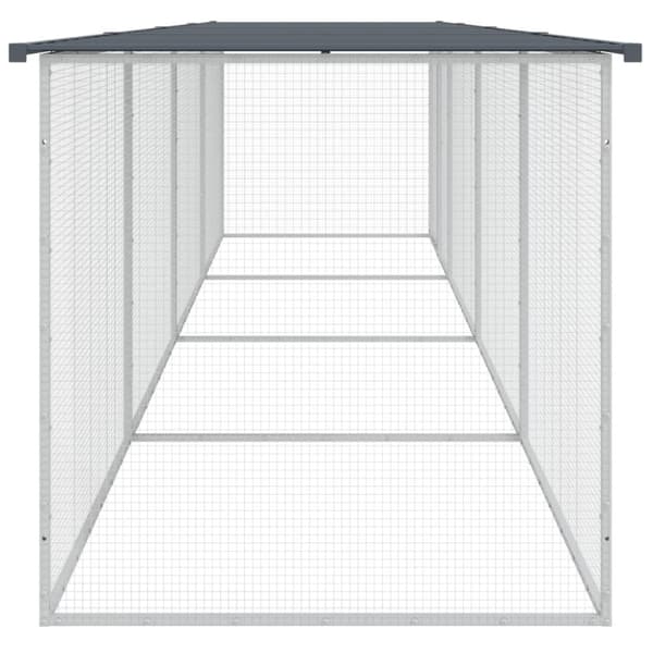 hønsebur med tag 403x98x90 cm galvaniseret stål antracitgrå