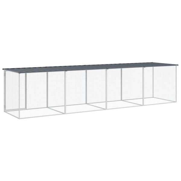 hønsebur med tag 403x98x90 cm galvaniseret stål antracitgrå