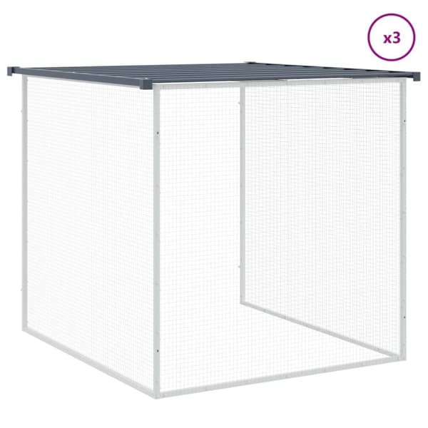 hønsebur med tag 403x98x90 cm galvaniseret stål antracitgrå