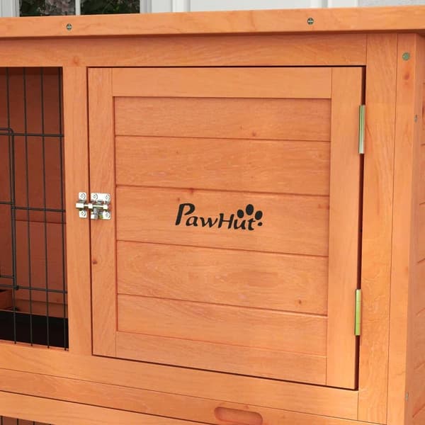 Rootz Smådjurshus - Gnagarbur - Väderbeständig - Kaninbur - 2 golvbrickor - Granträ Stål - Orange - 123l X 63w X 112h Cm