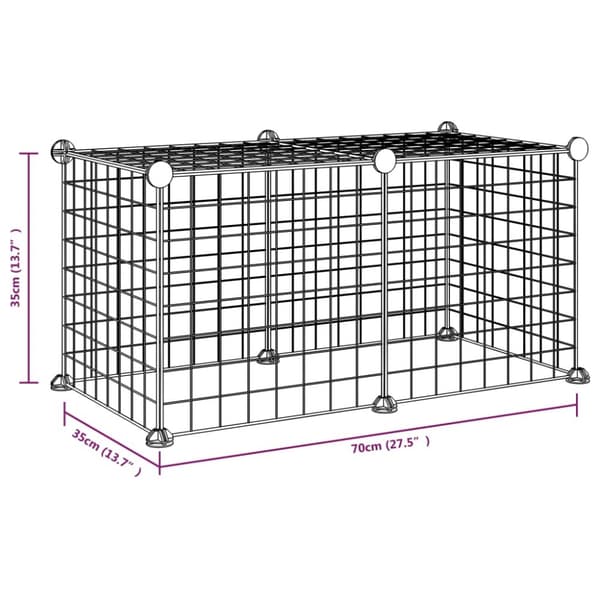 vidaXL 8-panels kæledyrsindhegning 35x35 cm stål sort -  Huse & bure til små dyr