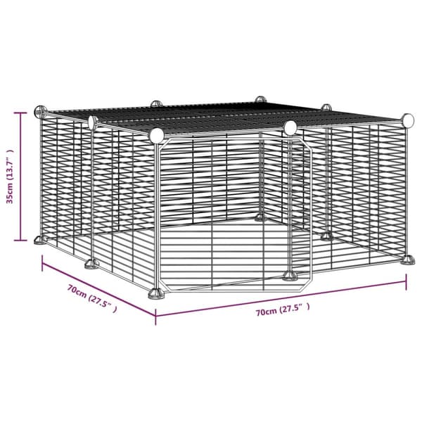 vidaXL 12-panels kæledyrsindhegning med låge 35x35 cm stål sort -  Huse & bure til små dyr