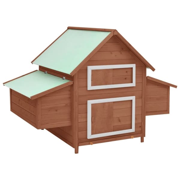vidaXL hønsehus 152x96x110 cm massivt grantræ mokkafarvet og hvid - Huse & bure til små dyr