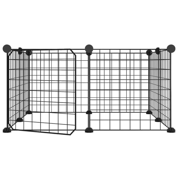 vidaXL 8-panels kæledyrsindhegning med låge 35x35 cm stål sort -  Huse & bure til små dyr