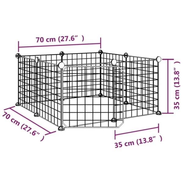 vidaXL 8-panels kæledyrsindhegning med låge 35x35 cm stål sort -  Huse & bure til små dyr