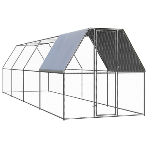 vidaXL udendørs hønsegård 2x8x2 m galvaniseret stål -  Huse & bure til små dyr
