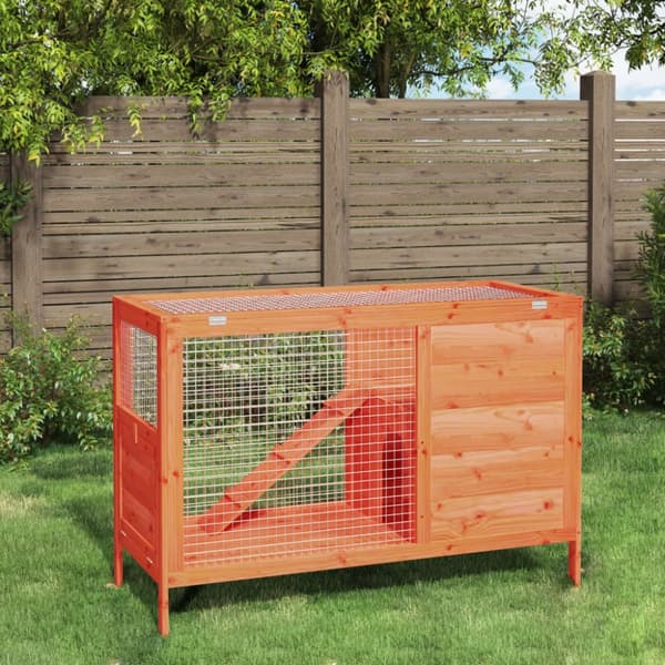 vidaXL kaninbur 103x44x69,5 cm massivt fyrretræ brun -  Huse & bure til små dyr