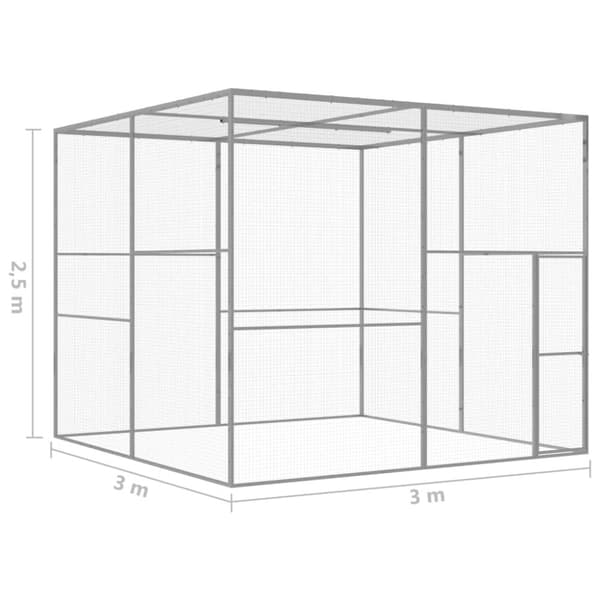 vidaXL Kissahäkki 3x3x2,5 m galvanoitu teräs -  Pieneläinten kopit & häkit