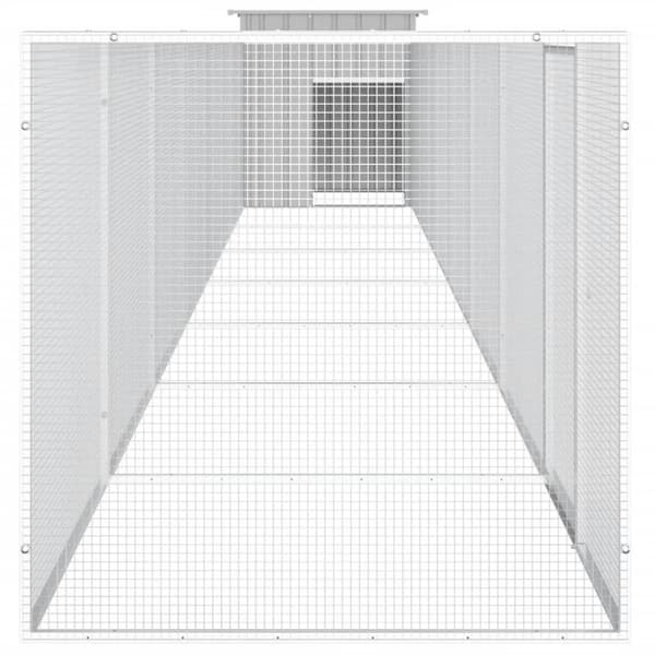 vidaXL hønsehus 700x91x100 cm galvaniseret stål grå -  Huse & bure til små dyr