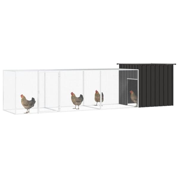 vidaXL Hönsbur antracit 400x91x100 cm galvaniserat stål -  Smådjursburar