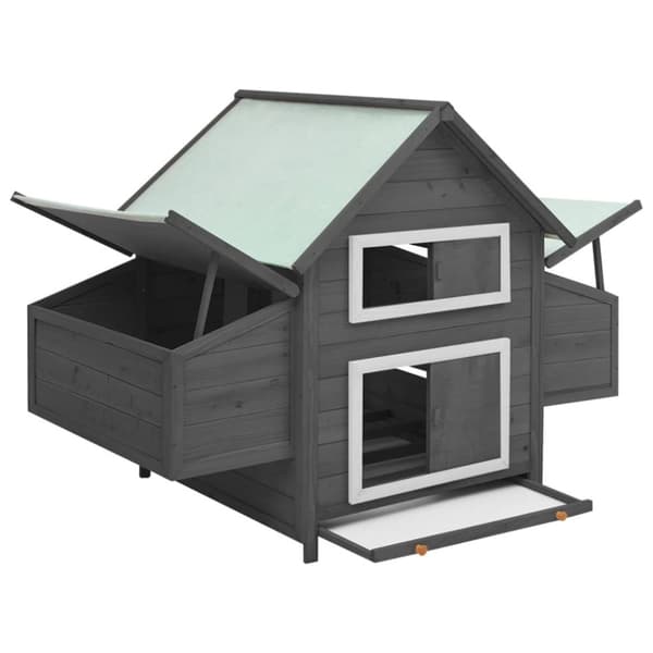 vidaXL hønsehus 152x96x110 cm massivt grantræ grå og hvid -  Huse & bure til små dyr