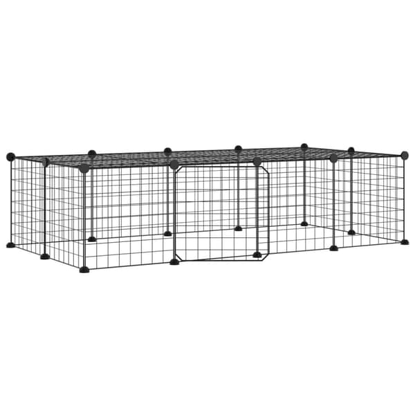 vidaXL Hundgård svart 20 paneler 35x35 cm stål -  Smådjursburar