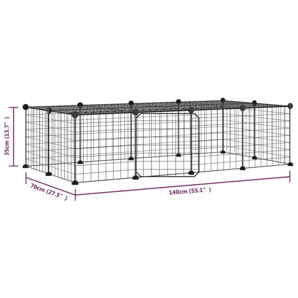 vidaXL Hundgård svart 20 paneler 35x35 cm stål -  Smådjursburar
