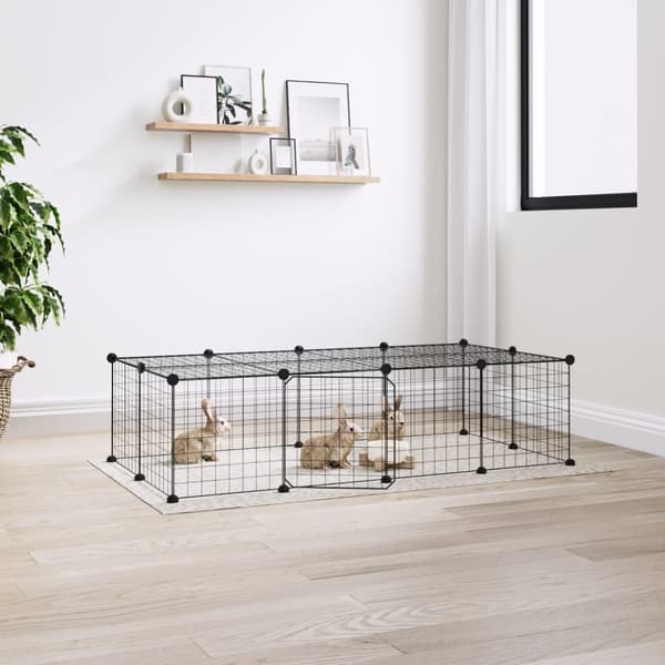vidaXL Hundgård svart 20 paneler 35x35 cm stål -  Smådjursburar
