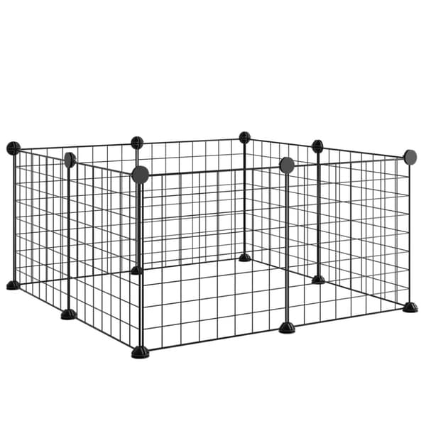 vidaXL 8-panels kæledyrsindhegning 35x35 cm stål sort -  Huse & bure til små dyr