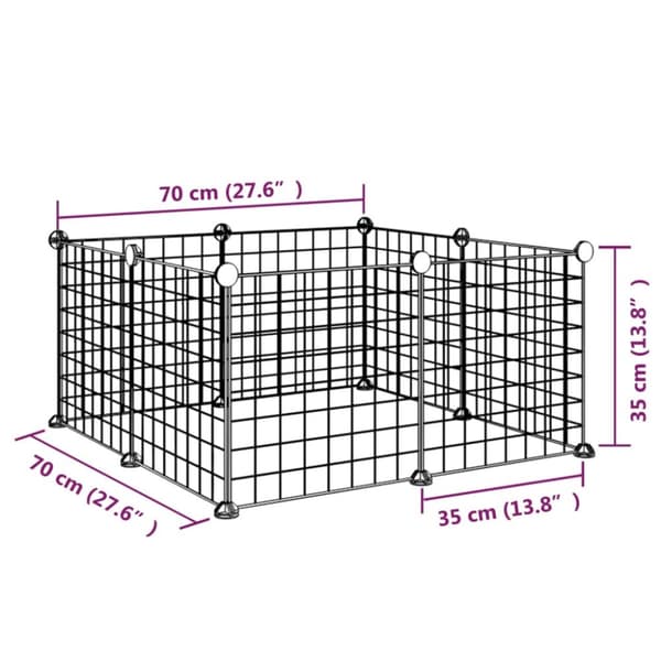 vidaXL 8-panels kæledyrsindhegning 35x35 cm stål sort -  Huse & bure til små dyr