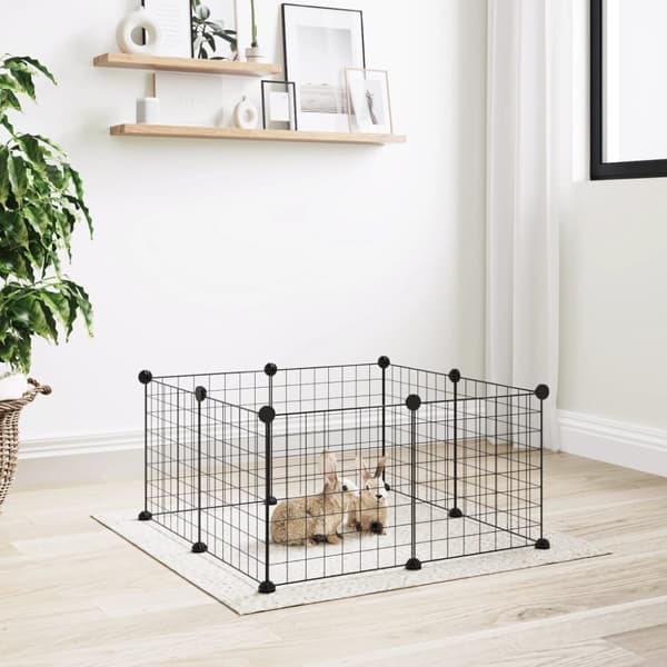 vidaXL 8-panels kæledyrsindhegning 35x35 cm stål sort -  Huse & bure til små dyr