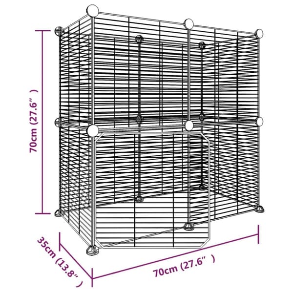 vidaXL 12-panels kæledyrsindhegning med låge 35x35 cm stål sort -  Huse & bure til små dyr