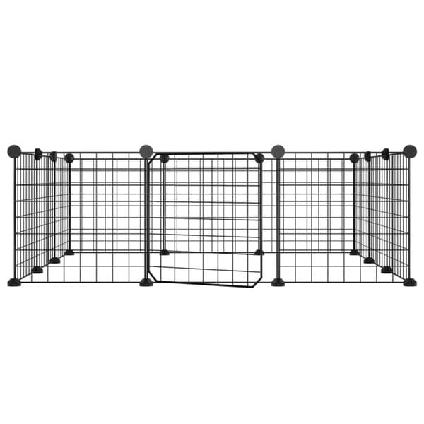 vidaXL Husdjursbur svart 12 paneler 35x35 cm stål -  Smådjursburar