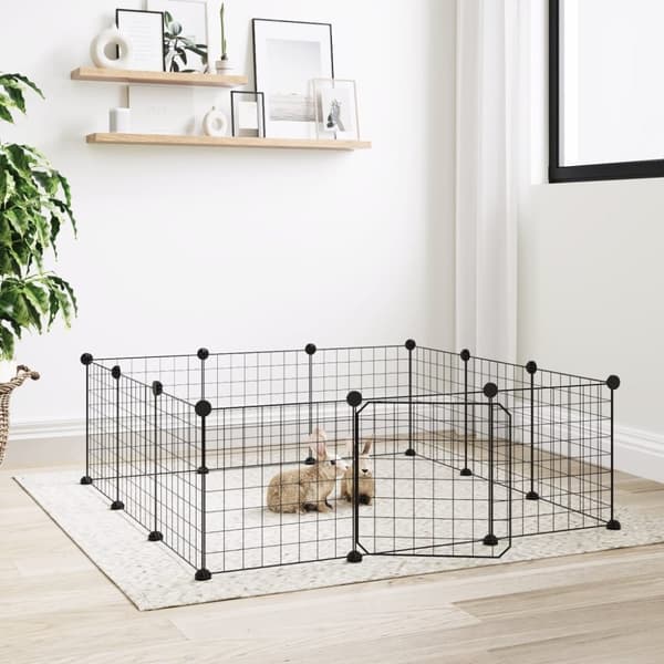 vidaXL Husdjursbur svart 12 paneler 35x35 cm stål -  Smådjursburar