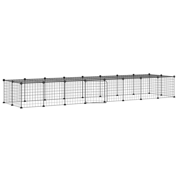 vidaXL 36-panels kæledyrsindhegning med låge 35x35 cm stål sort -  Huse & bure til små dyr