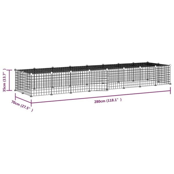 vidaXL 36-panels kæledyrsindhegning med låge 35x35 cm stål sort -  Huse & bure til små dyr