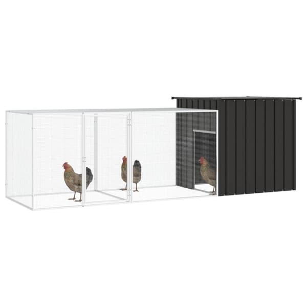 vidaXL hønsegård 300x91x100 cm galvaniseret stål antracitgrå -  Huse & bure til små dyr