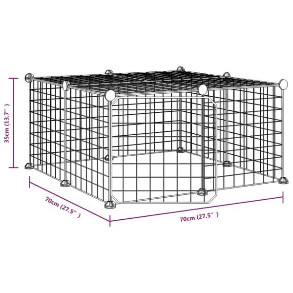 vidaXL Husdjursbur svart 12 paneler 35x35 cm stål -  Smådjursburar